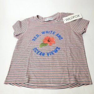 Wildfox Women's Size Small Red White Ocean Views T Shirt New